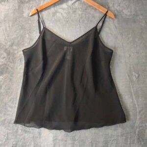 Kim Rogers Black Sheer Adjustable Strap Camisole Tank Top Size L chic layering